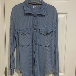 SO mixed media juniors small oversized fit button shirt